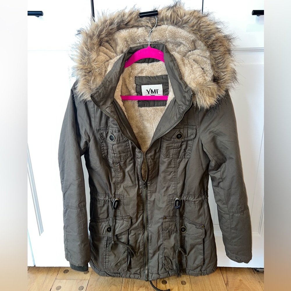 YMI womens olive green coat